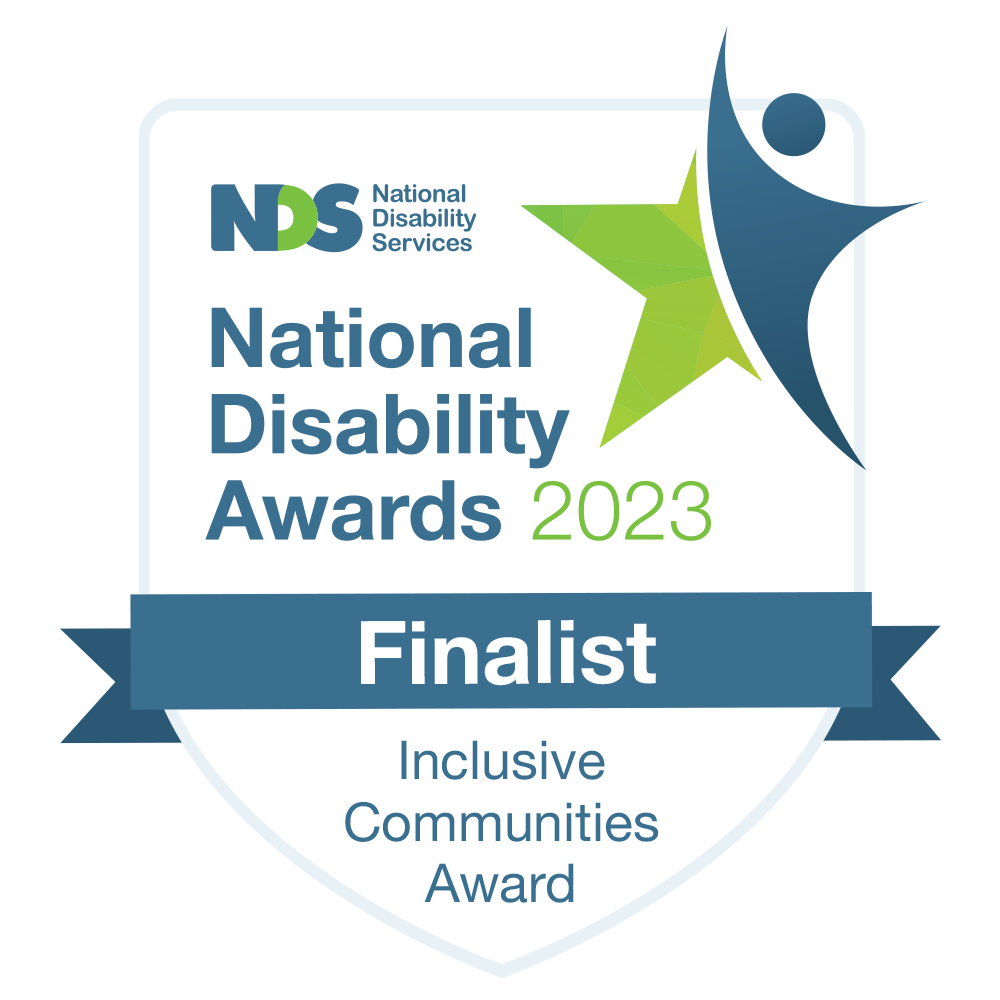 Multicap finalist badge for 2023 National Disability Awards - Inclusive communities